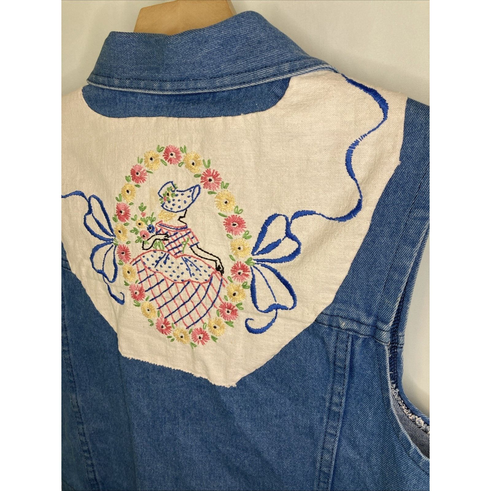 Other Vintage 90s Large Granny Cottagecore Prairie Denim Vest Size L / US 10 / IT 46 - 8 Thumbnail
