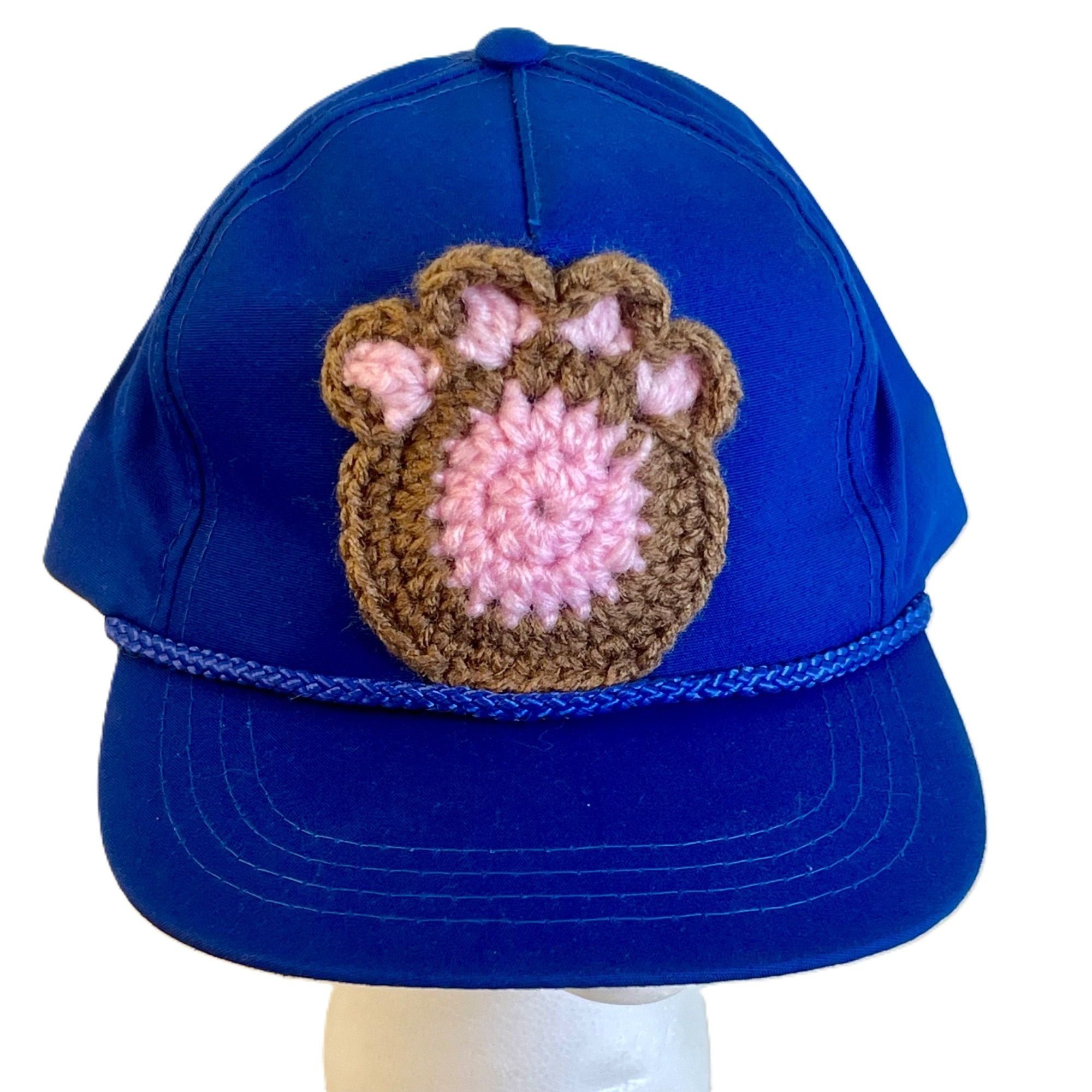 Handmade Crochet Trucker Hat Granny Square Style Pet Paw Print Adjust Size ONE SIZE - 1 Thumbnail