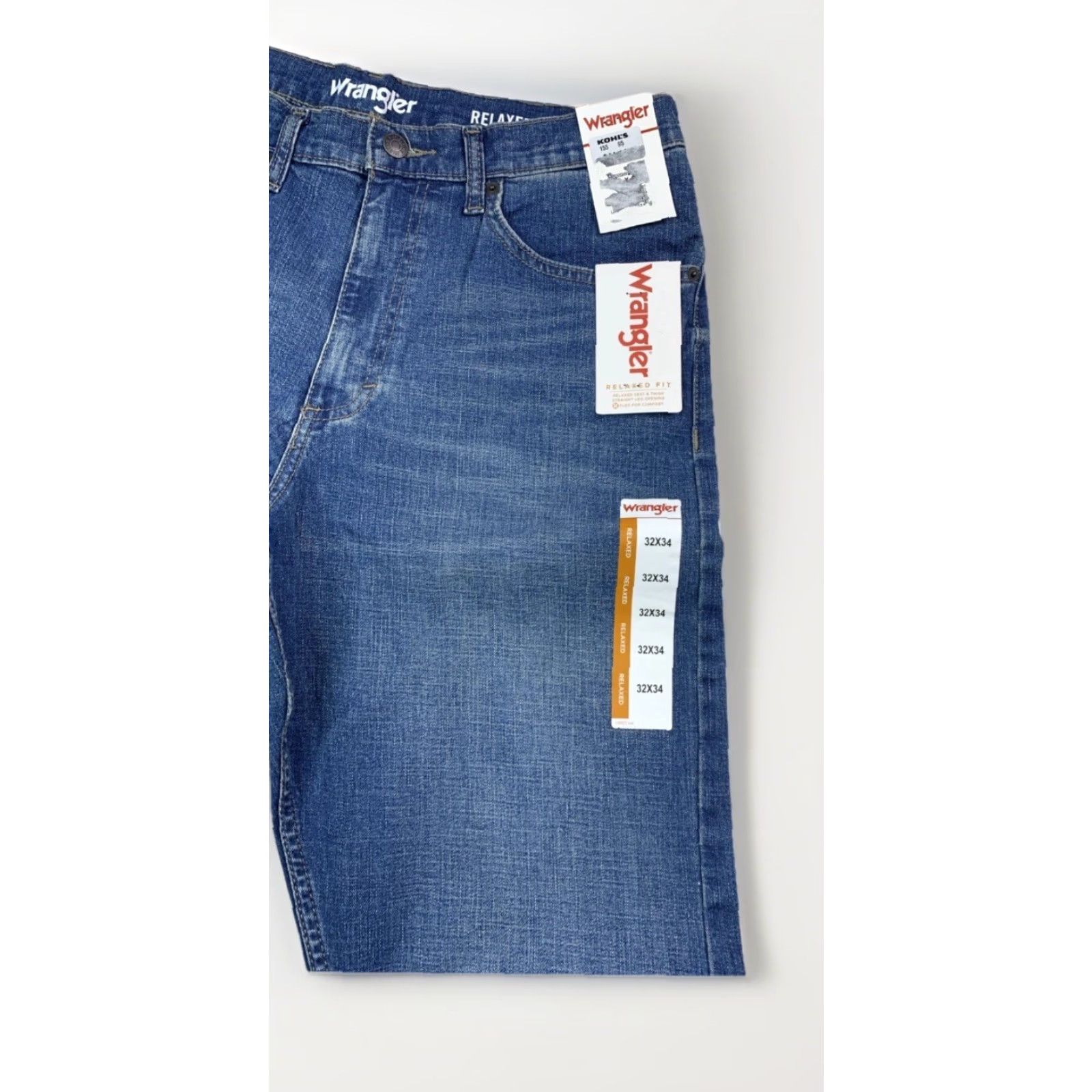 Wrangler Wrangler Jeans Straight Relaxed Fit Men Blue Denim 32x34 NWT Waist 32 Inseam 34 Casual Stretch Pockets Zip Medium Wash NWT Size US 32 / EU 48 - 5 Thumbnail
