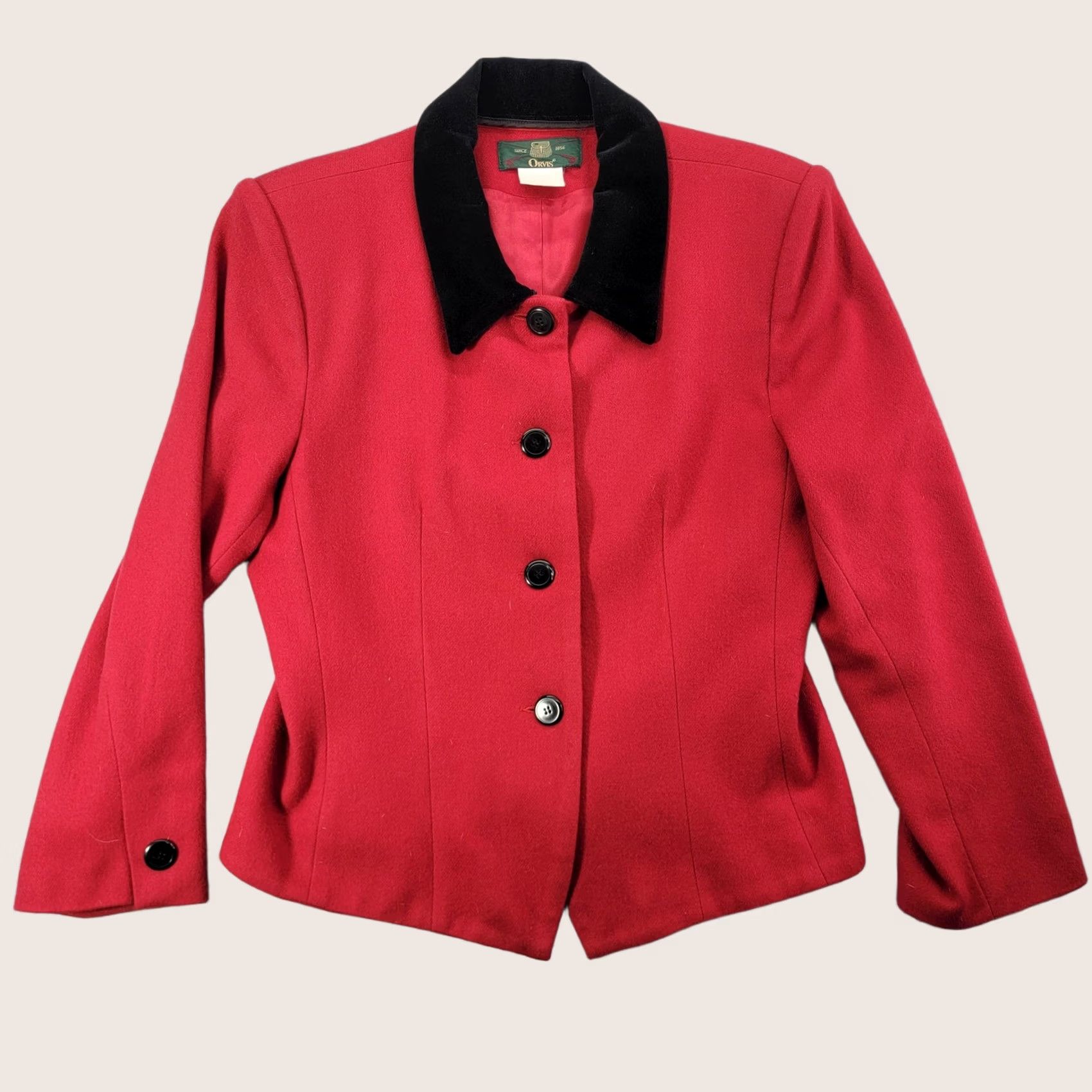 Orvis Orvis Blazer Womens 8 Red Wool Velvet Collar Button Front Lined Tailored USA Size M / US 6-8 / IT 42-44 - 1 Thumbnail