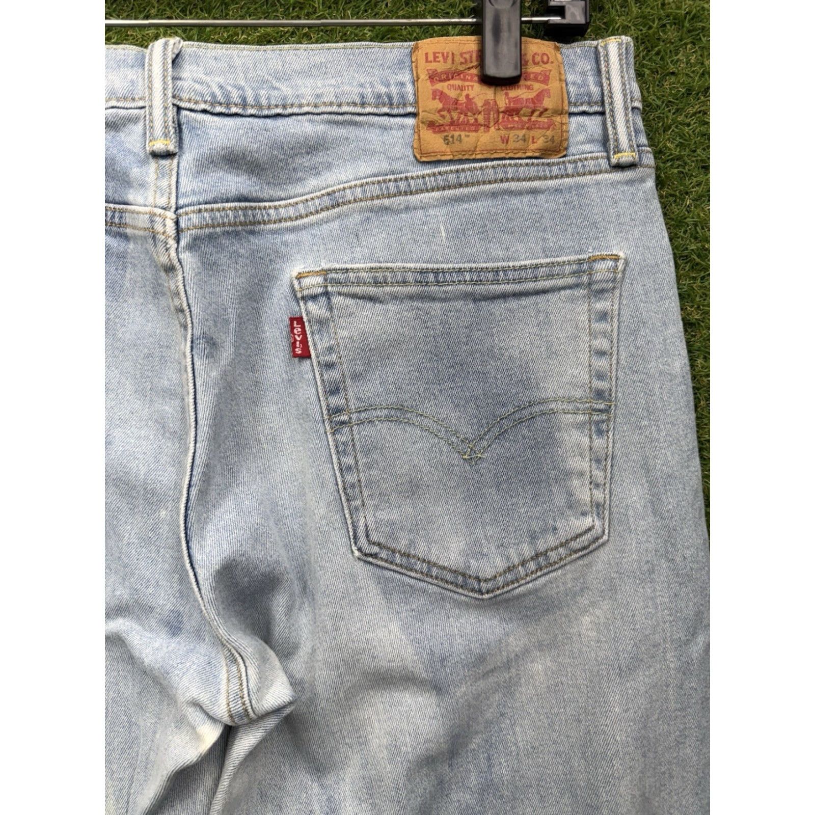 Levi's VINTAGE Levis 514 Jeans Mens 34x34 Blue Denim Straight Regular Cowboy Bleach Acid Wash Size US 34 / EU 50 - 6 Thumbnail