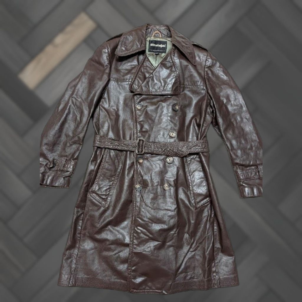 Doublet VINTAGE Stratojac leather coat - belted double breasted brown cowhide - 38 Chest Mens 1970s overcoat Size US S / EU 44-46 / 1 - 1 Thumbnail