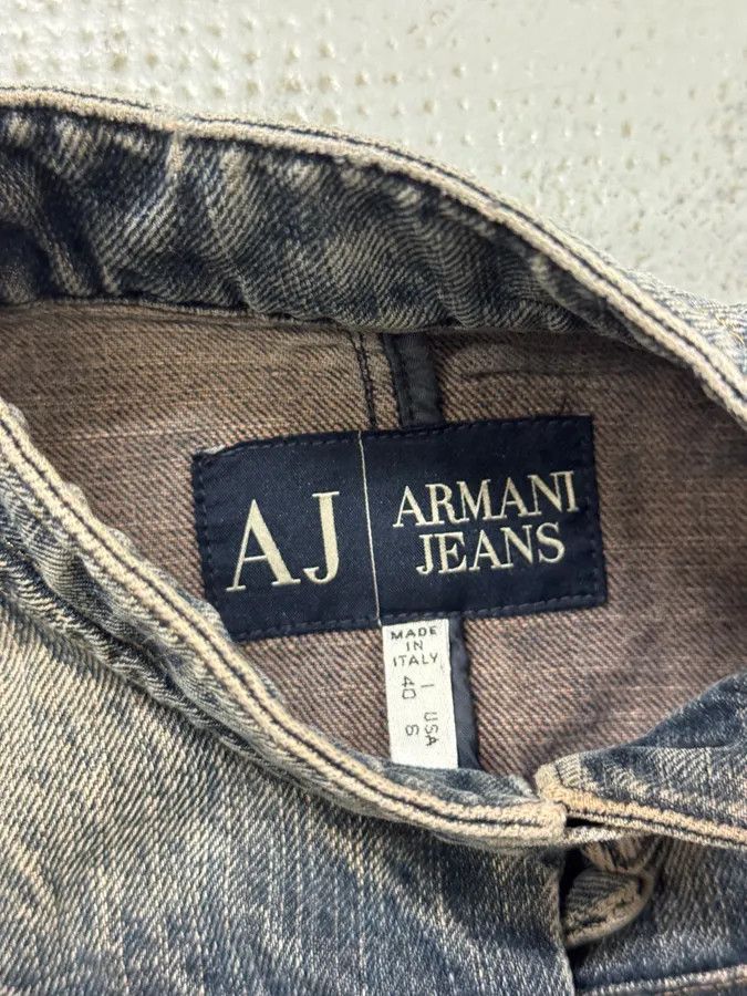 2000s Armani Samurai Buttoned Zip Faded Denim Jacket
