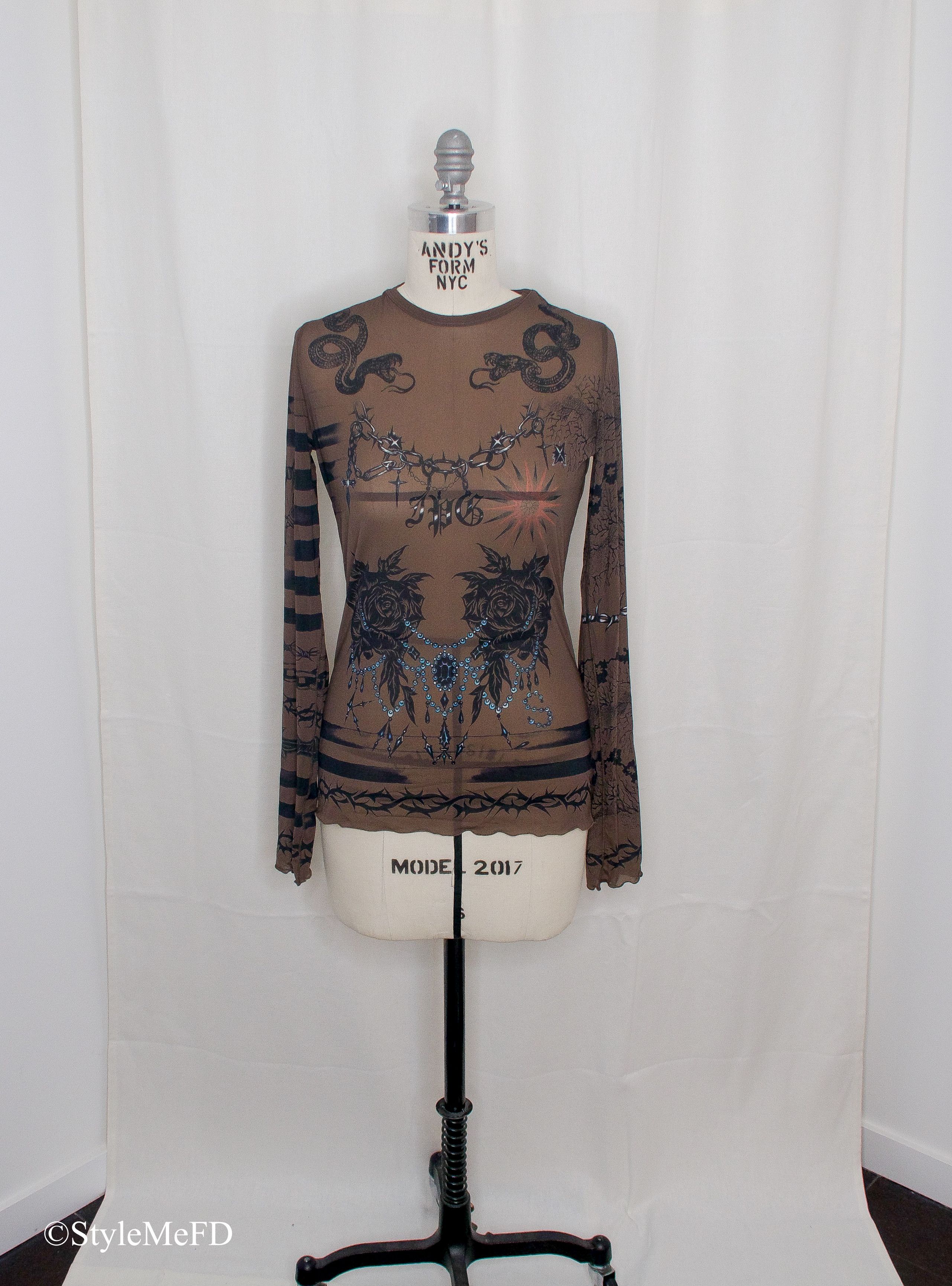 image of Jean Paul Gaultier - Brown Knwls Long Sleeve T-Shirt - Xl, Women's