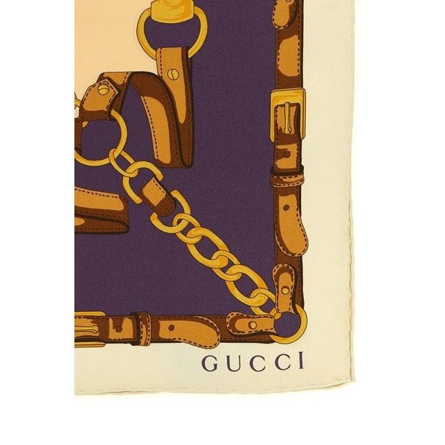 Gucci GUCCI Beige Silk Scarf New & Authentic Size ONE SIZE - 2 Thumbnail