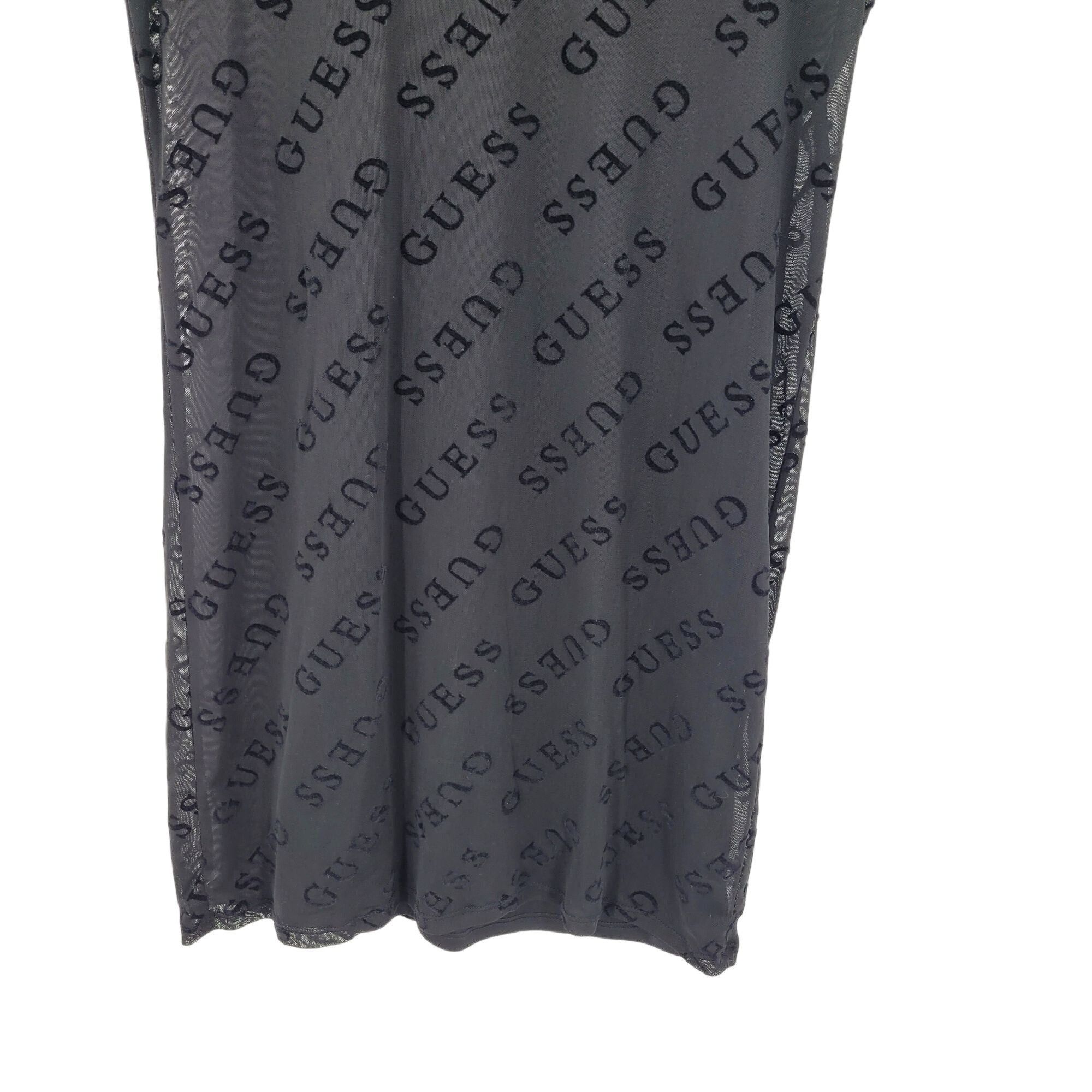 Guess Y2K Guess Black Sheer Mesh Velvet Logo Spell Out Mini Slip D Size M / US 6-8 / IT 42-44 - 10 Thumbnail