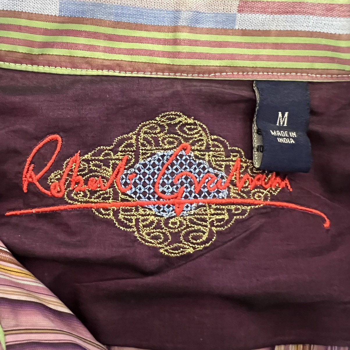Robert Graham Robert Graham Bold Stripe Shirt M Purple Contrast Cuffs Size US M / EU 48-50 / 2 - 9 Thumbnail