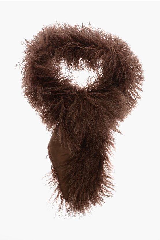 image of Prada Shearling Mongolia Stole in Brown, Women's