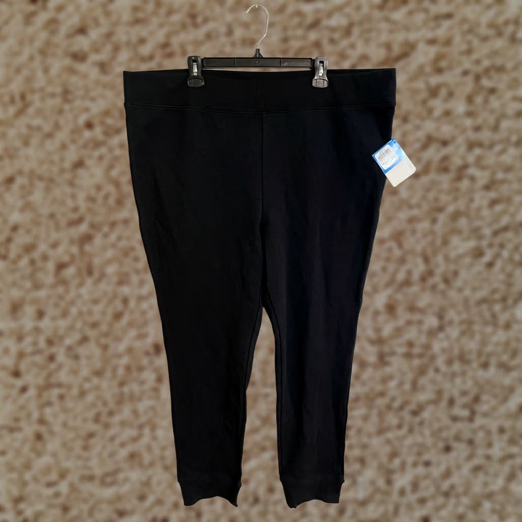 Vintage Columbia Holly Peak Jacquard Leggings Black Athletic Pants Women's 3X Plus Inseam 30 in Pull On Sweatpants Jacquard Cotton Blend Size 40" / US 18 - 1 Thumbnail