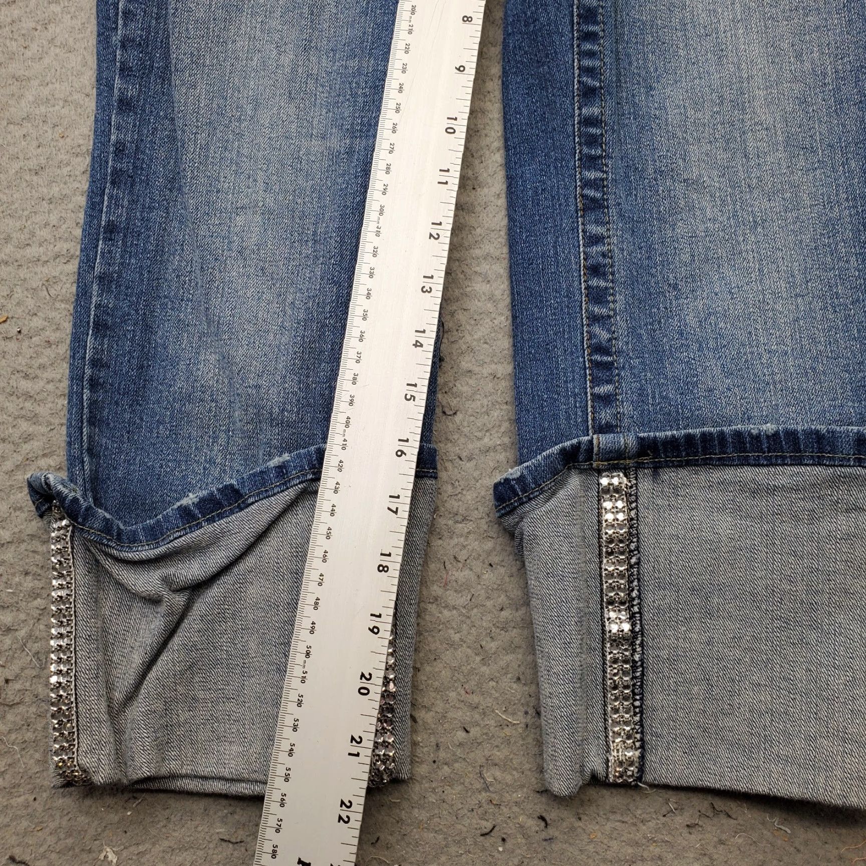 Vintage Bisou Bisou Jeans Women 8 Blue Denim Stretch Medium Wash Ankle Cuff Straight Leg, Womens Size 8, 5-Pocket, Regular Fit, Blue, Denim Jeans Size 30" / US 8 / IT 44 - 4 Thumbnail