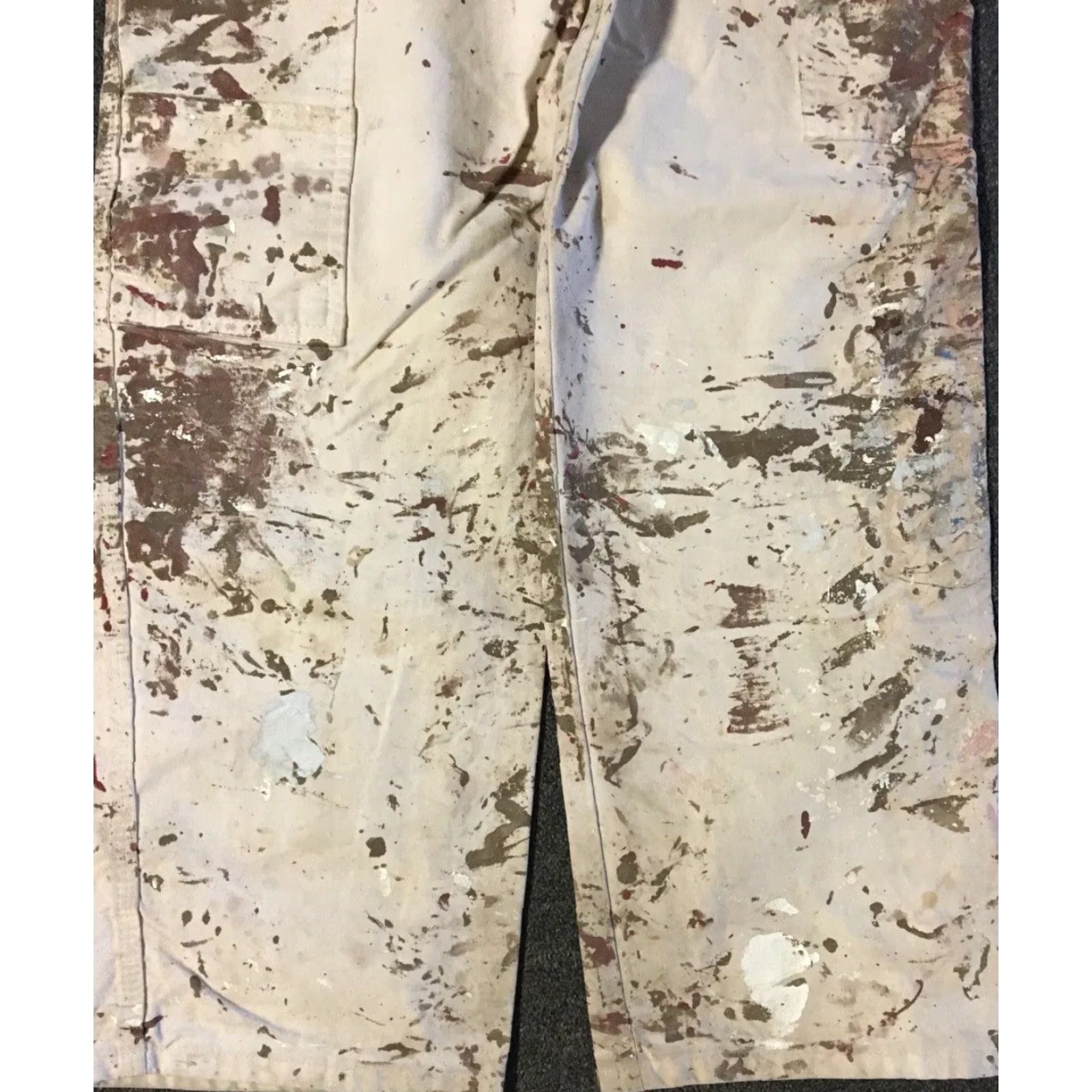 Dickies VINTAGE Dickies Thrashed Faded Distressed Paint Splatter Pants 32 Beige 90s Grunge Punk Skate Biker Carpent er Mens Pants Size US 38 / EU 54 - 3 Thumbnail