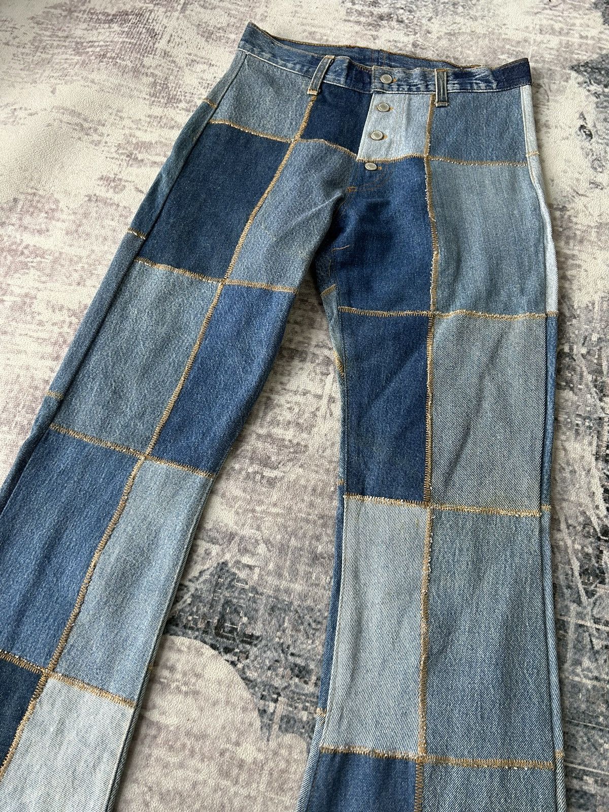 If Six Was Nine Y2k Patchwork Flared Denim Size US 28 / EU 44 - 5 Thumbnail