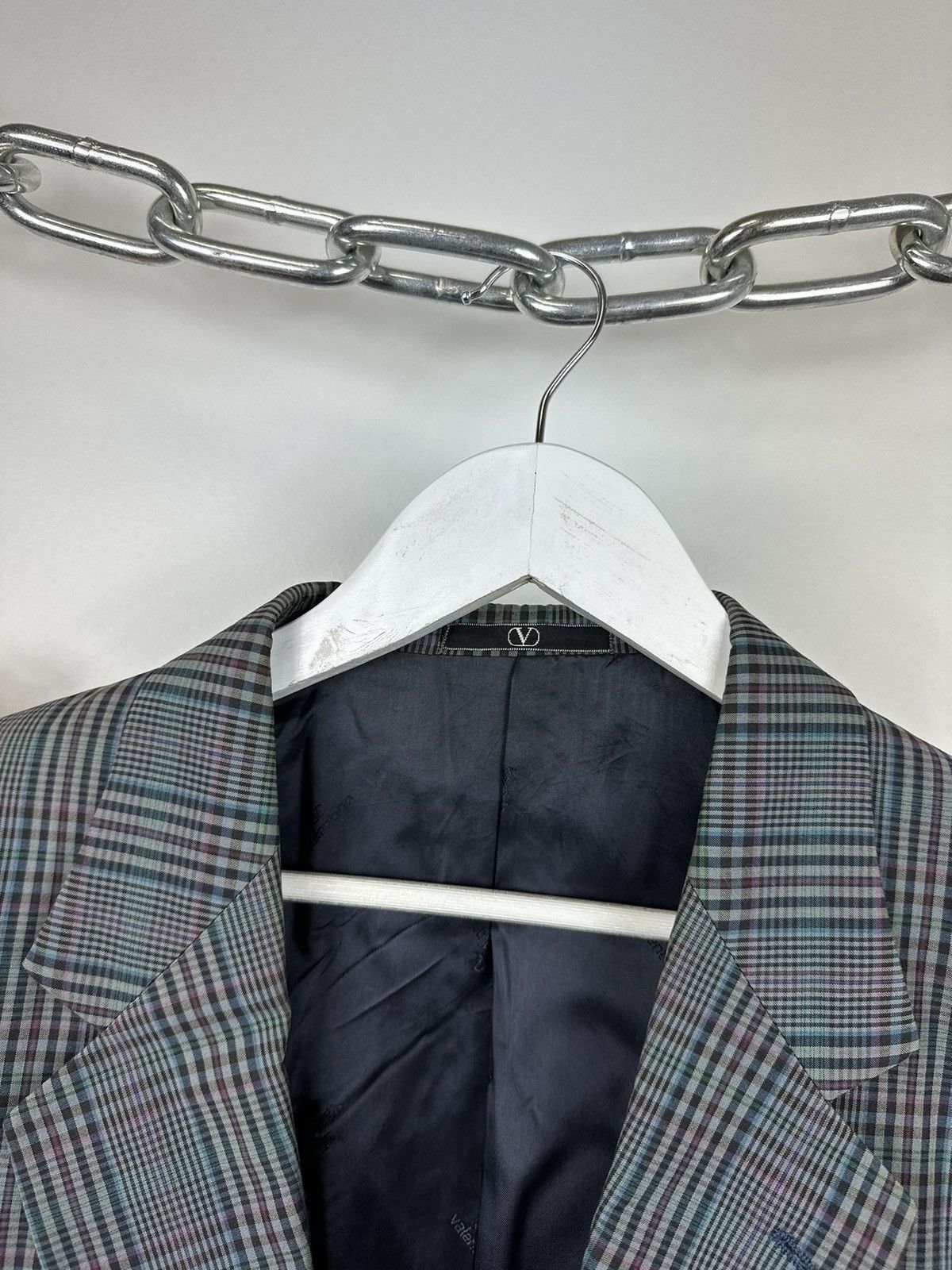 Valentino Vintage 90s Valentino Uomo Checkered Luxury Blazer Jacket Size 42R - 12 Thumbnail