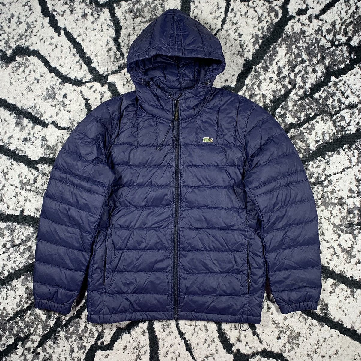Lacoste × Vintage Lacoste Navy Down Jacket Hood Vintage Style Small Logo Size US L / EU 52-54 / 3 - 1 Thumbnail