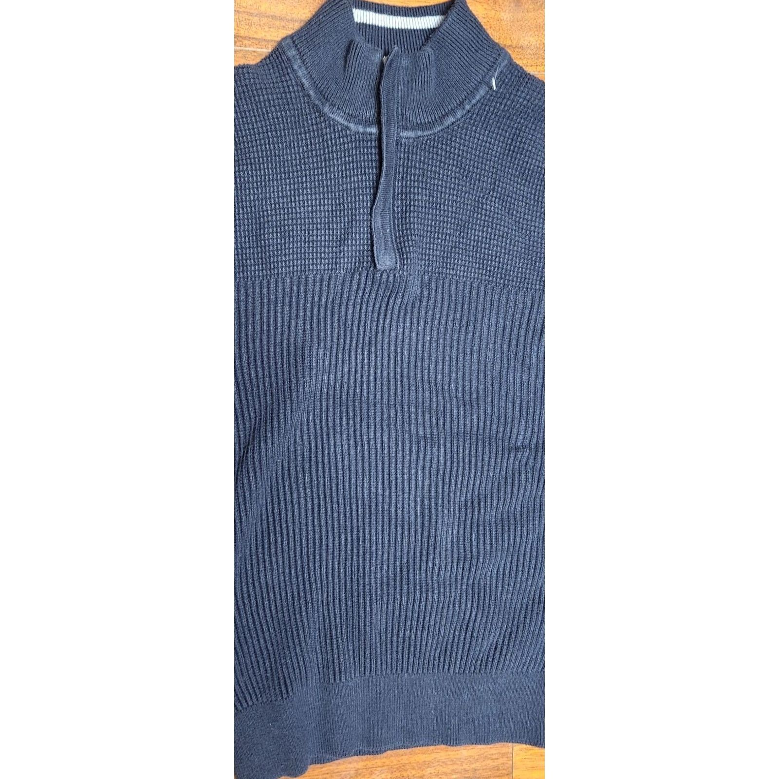 Tommy Bahama TOMMY BAHAMA Pullover 1/4 Zip Ribbed Cotton Dark Blue Knit Sweater Regular Unisex Adults Size S Size S / US 4 / IT 40 - 4 Thumbnail