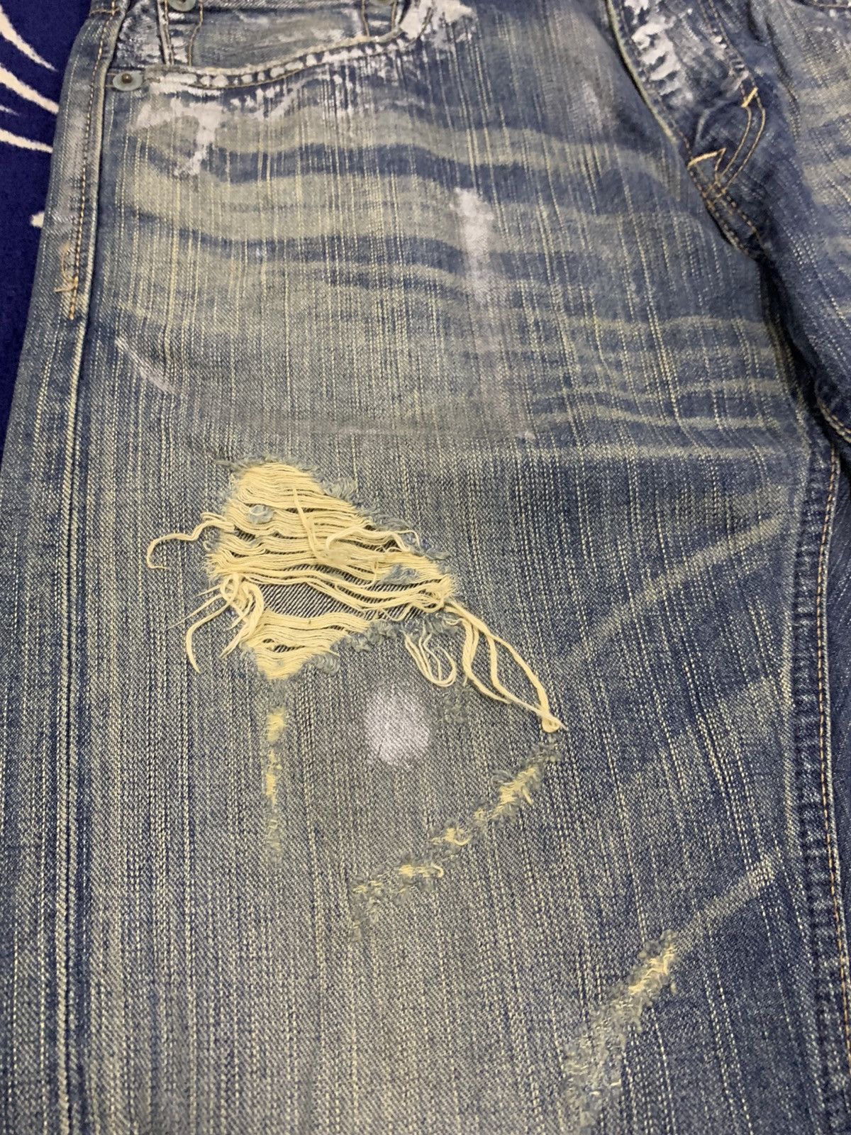 Edwin Vtg EDWIN Blue Trip 503 Distressed Painted Jeans Size US 32 / EU 48 - 10 Thumbnail