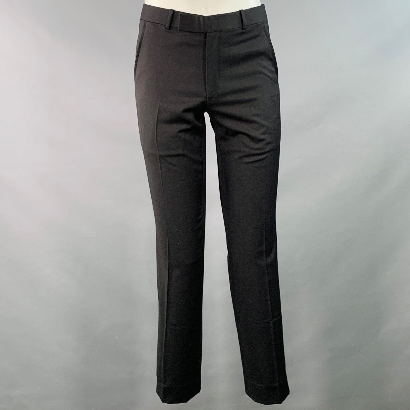 Band Of Outsiders BAND OF OUTSIDERS Size XS Black Twill Wool Notch Lapel Suit Size 36S - 4 Thumbnail