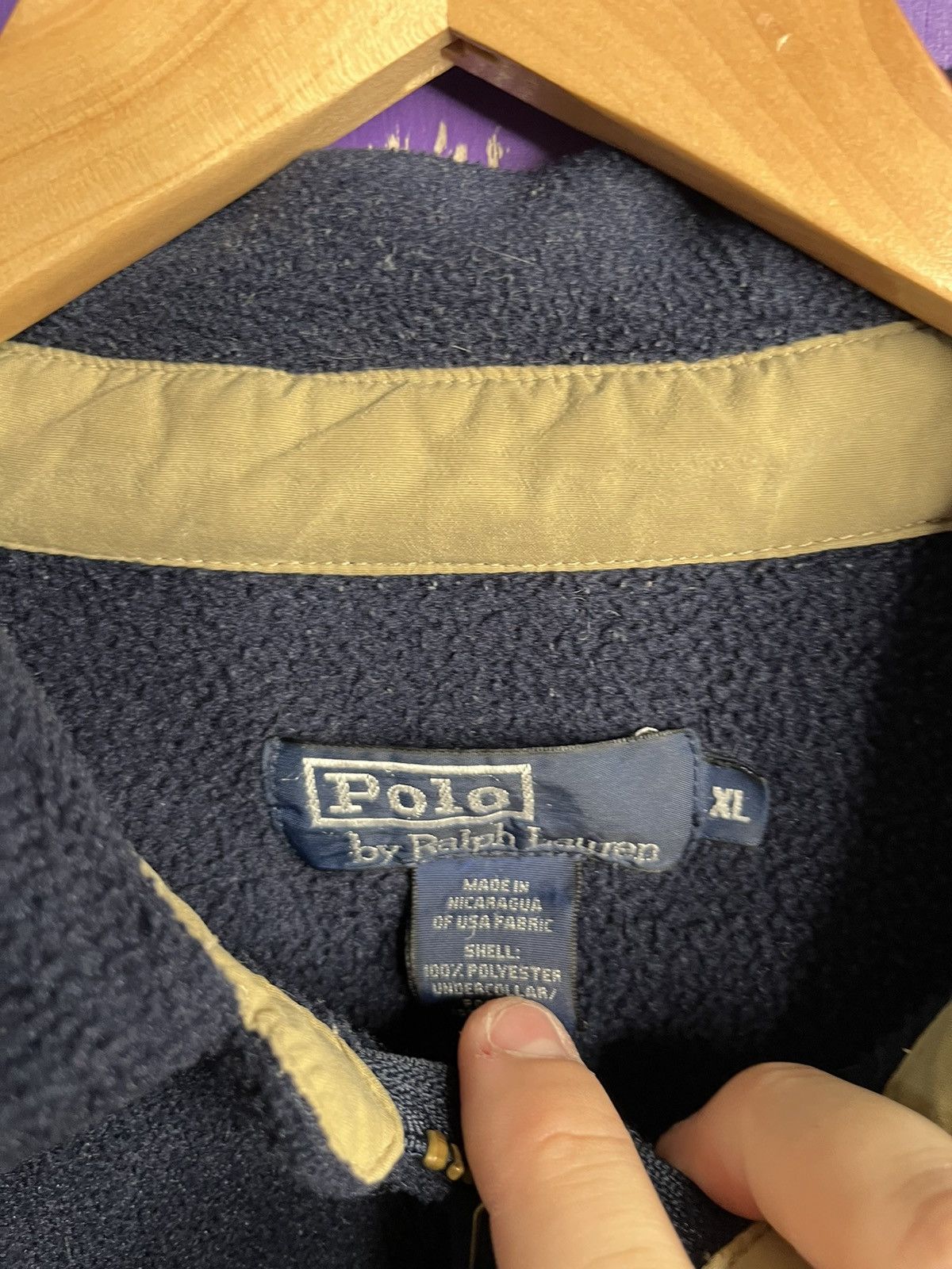 Polo Ralph Lauren × Vintage Vintage 90s Polo Ralph Lauren horse logo fleece jacket Size US XL / EU 56 / 4 - 4 Thumbnail