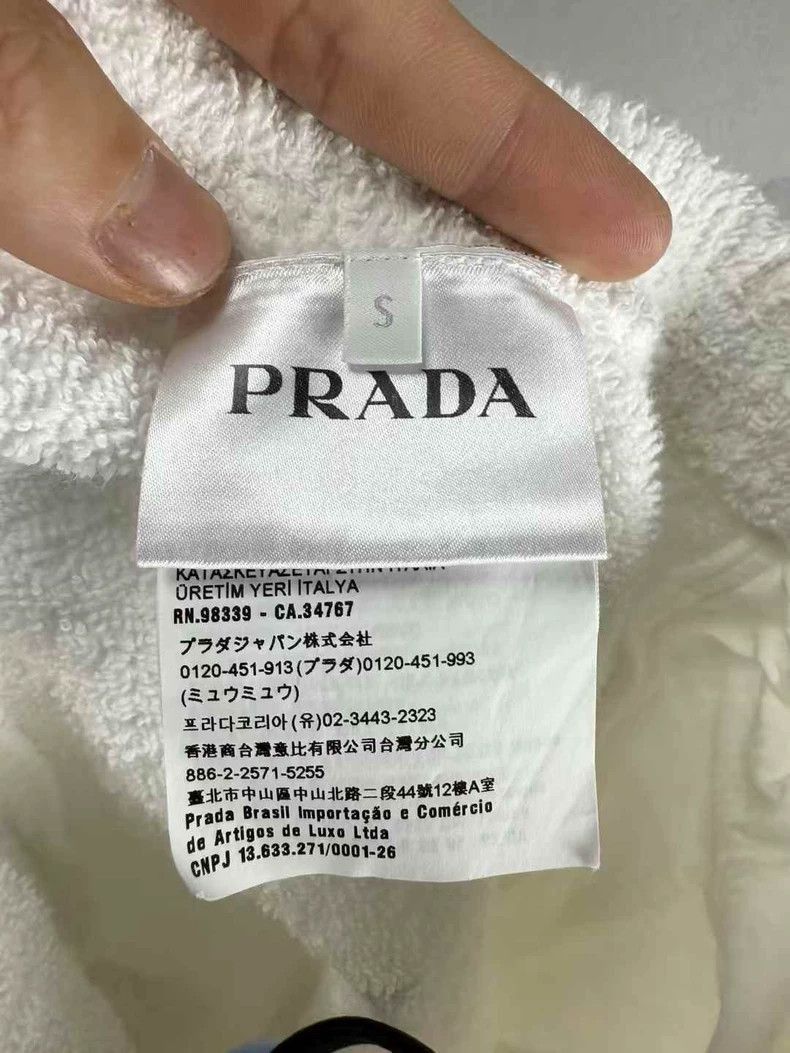 Prada Prada White Triangle Logo Towel Shorts-2506 Size 23" - 4 Thumbnail