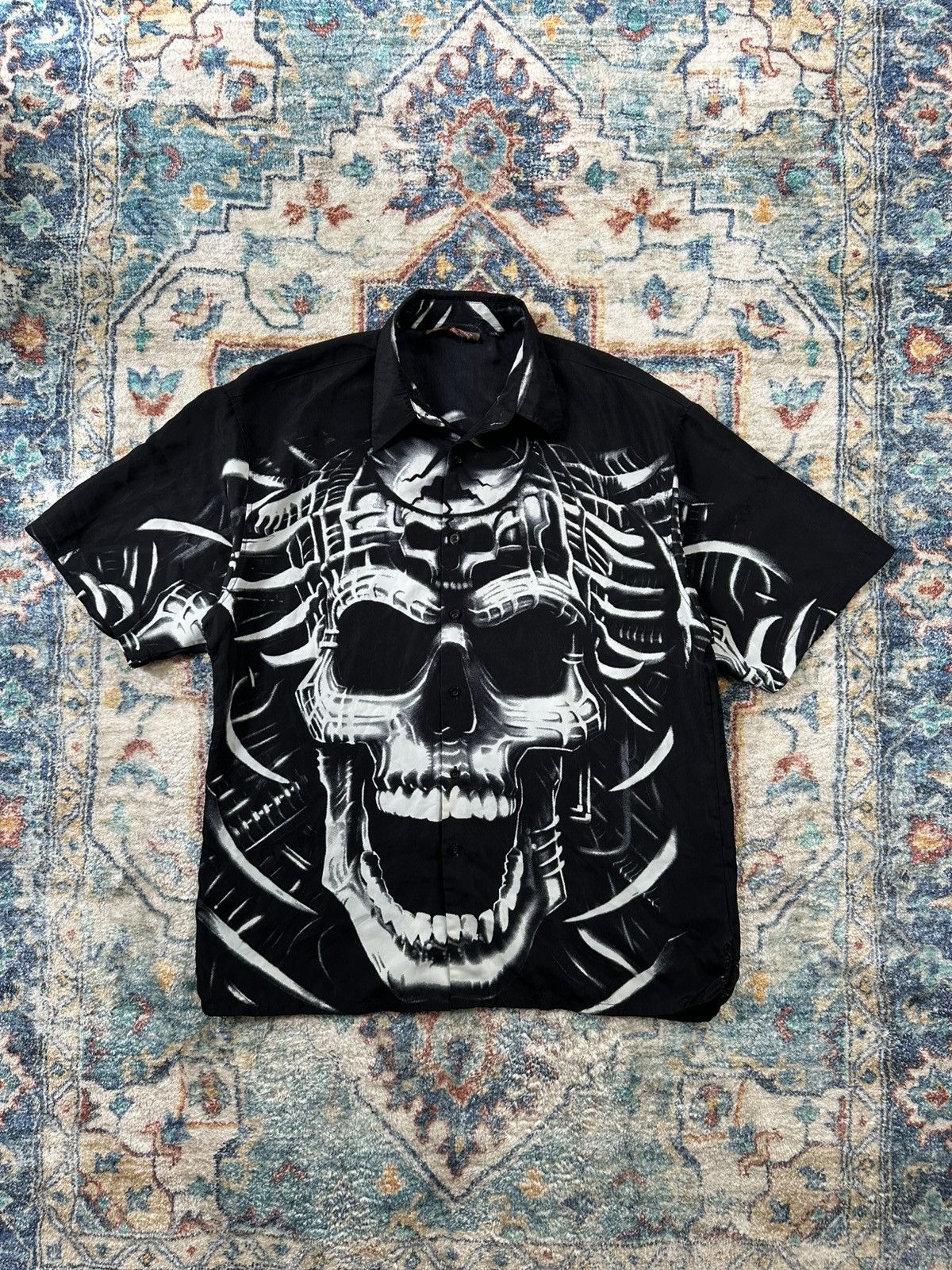 Mecca × Vintage Vintage Mecca Y2K Skull All Over Print Button-up Shirt Large Size US L / EU 52-54 / 3 - 1 Thumbnail