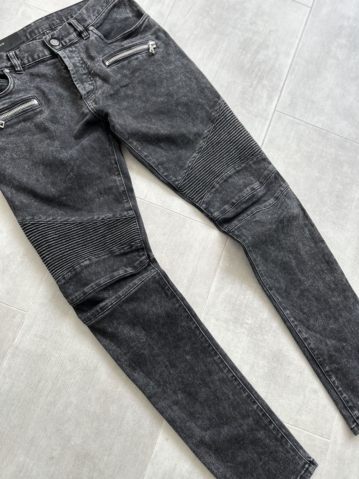Balmain Balmain Paris Biker Ribbed Knee Slim Jeans Black Size 31 Size US 31 - 13 Thumbnail