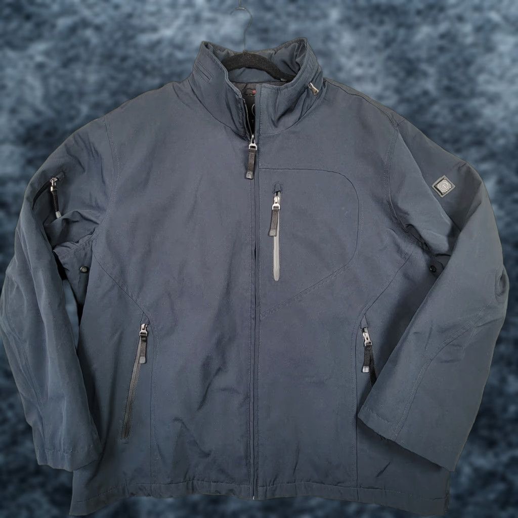 TUMI T-Tech Softshell Jacket 3XL Black Travel Water-Resistant Full Zip Hooded Insulated