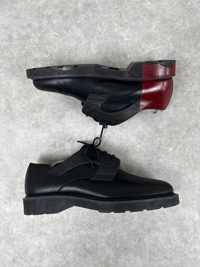 Alexander McQueen Alexander McQueen Black & Red Bloody Abstract Derby Leather Shoes Size US 12 / EU 45 - 2 Thumbnail