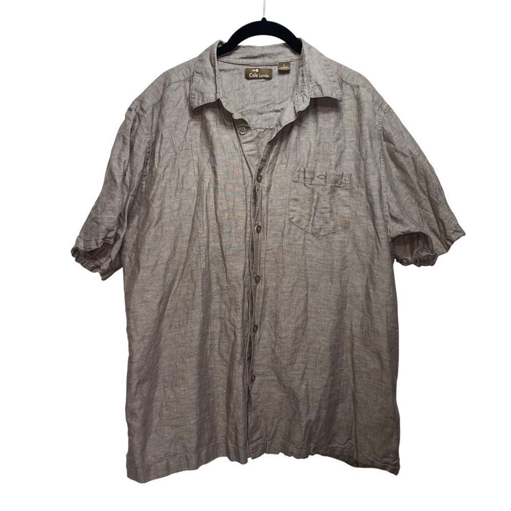Other Cafe Luna Mocha Linen Blend Button Front Shirt Large Size US L / EU 52-54 / 3 - 1 Thumbnail