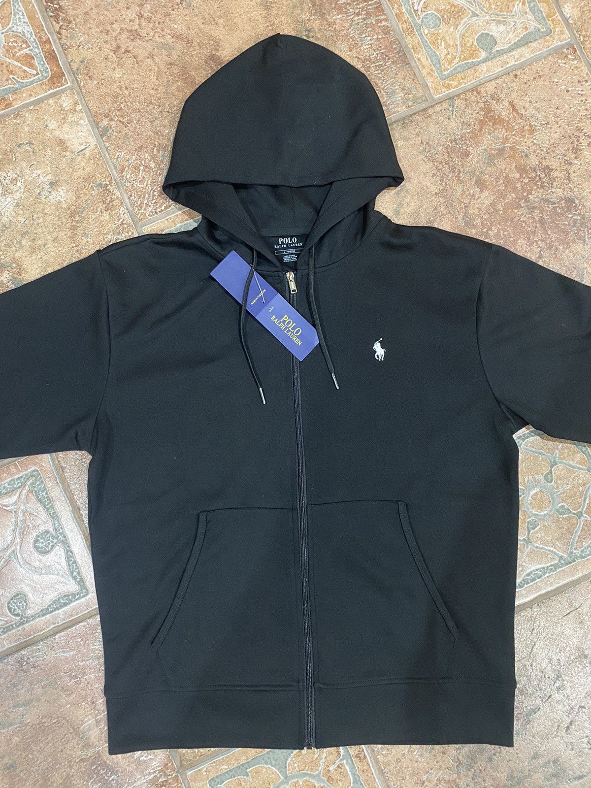 image of Polo Ralph Lauren Ralph Laurent Zip Up Hoodie in Black, Men's (Size Large)