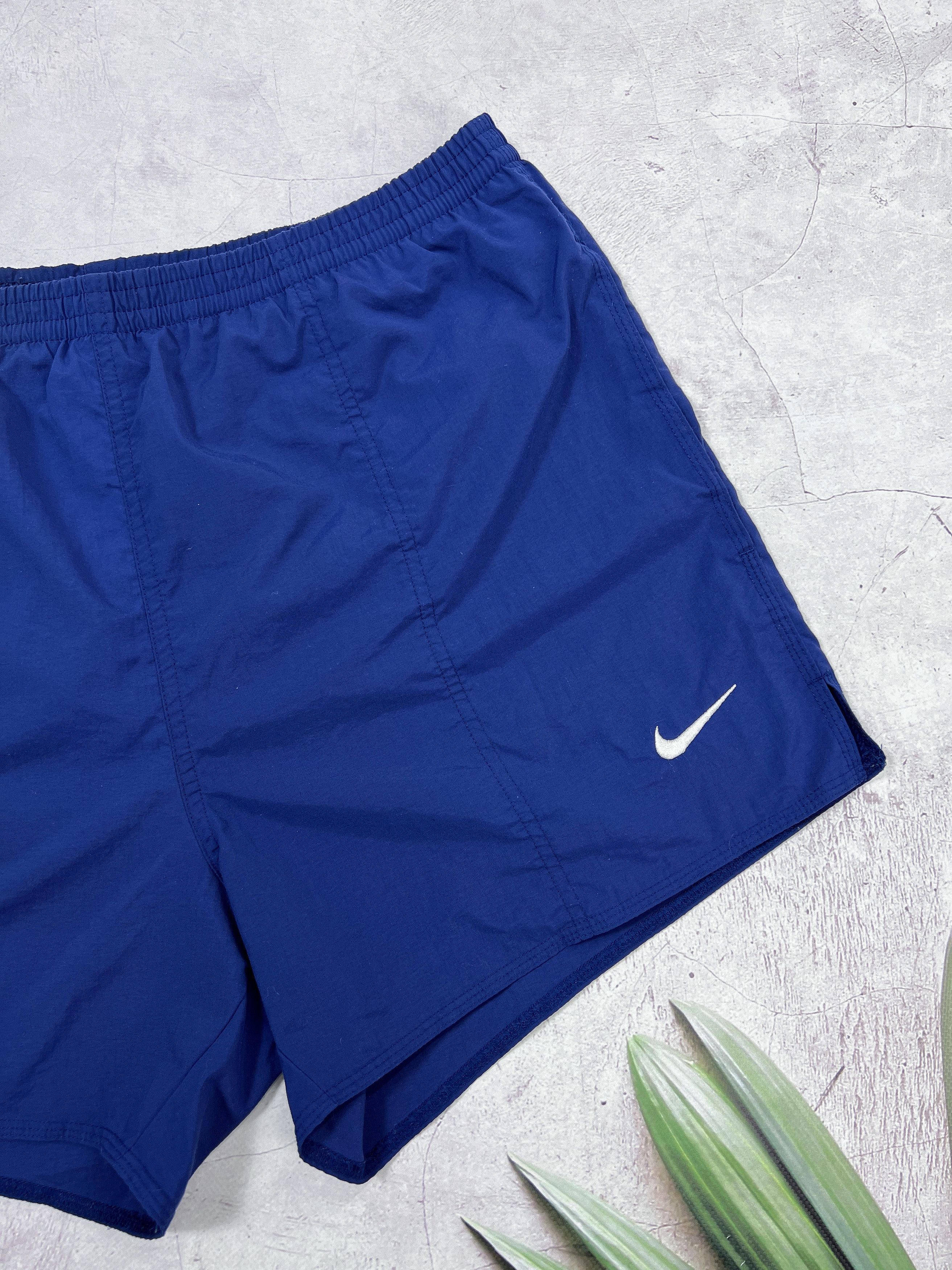 Nike × Vintage Vintage Nike Shorts Swoosh Logo Dark Blue Size US 36 / EU 52 - 4 Thumbnail