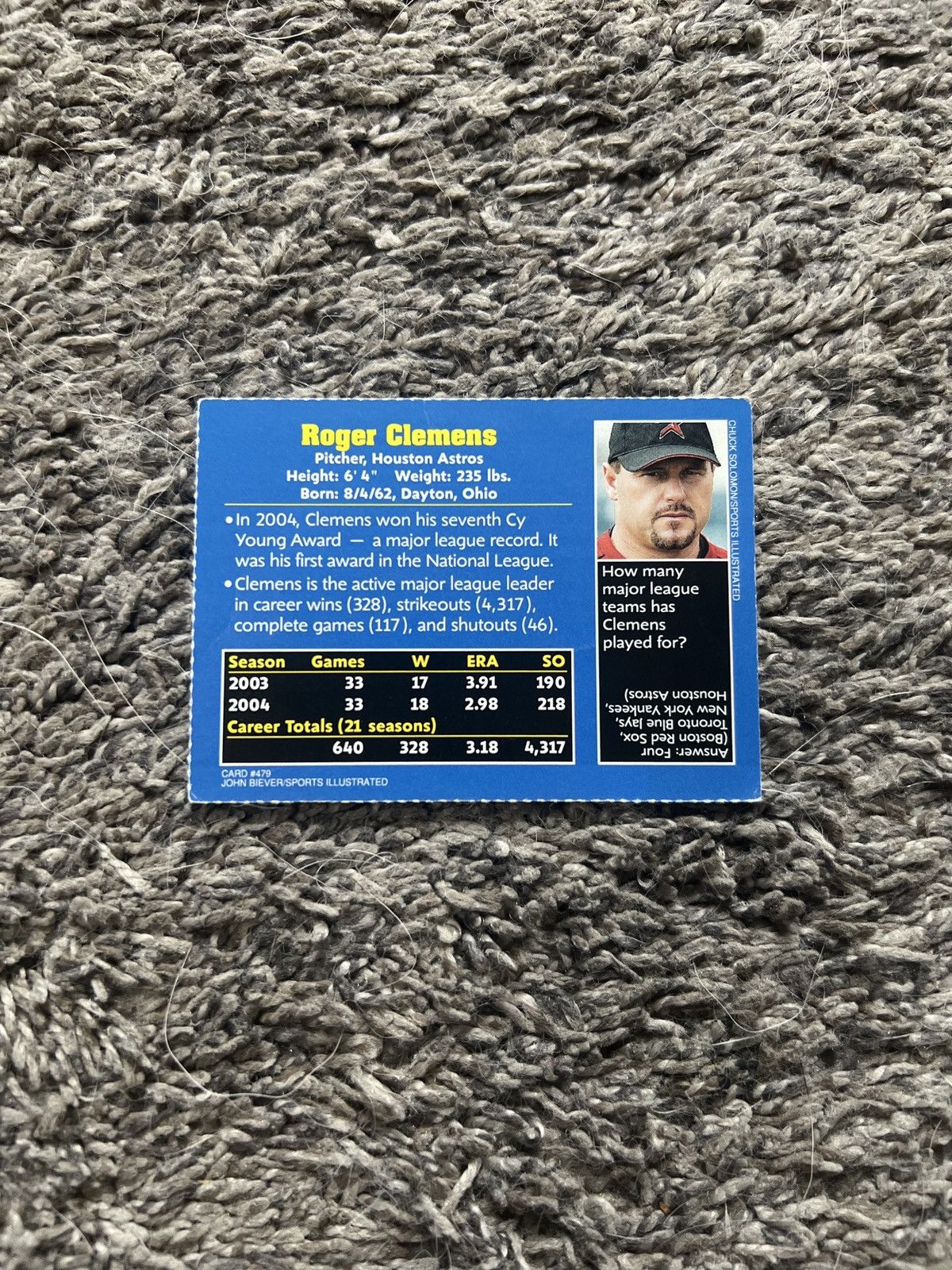 MLB Sports Illustrated For Kids #479 Roger Clemens Card Size ONE SIZE - 2 Thumbnail