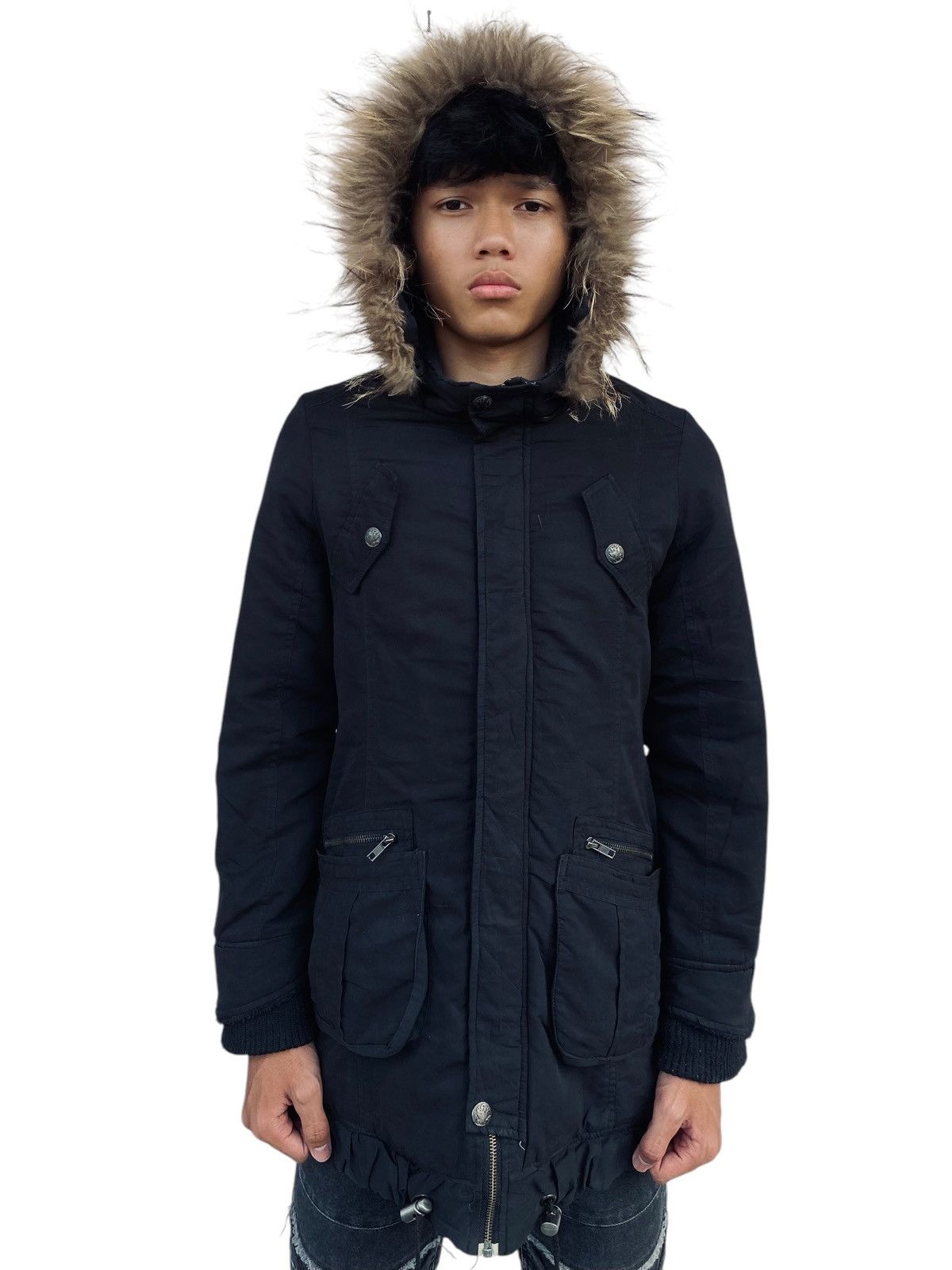 14th Addiction 2000s Blue Magic - Raccoon Fur Hoodie Jacket Size US M / EU 48-50 / 2 - 3 Thumbnail