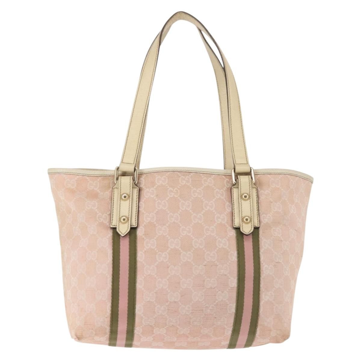 Gucci GUCCI GG Canvas Sherry Line Tote Bag Pink Gold Khaki Size ONE SIZE - 3 Thumbnail