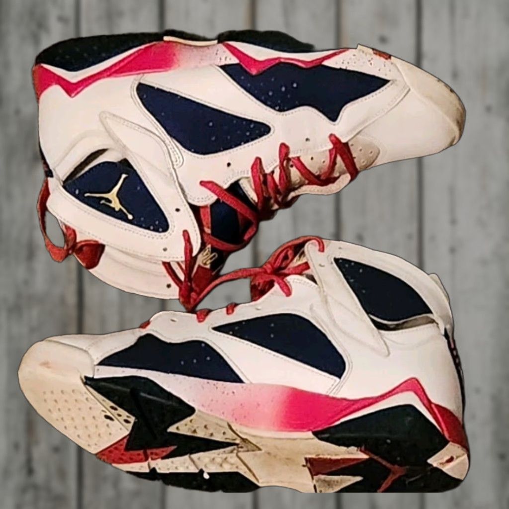 Nike Nike Air Jordan 7 VII Retro Men’s Tinker USA Olympic Alternate High Top Sneaker 10 White Rubber Fabric Size US 10 / EU 43 - 1 Thumbnail