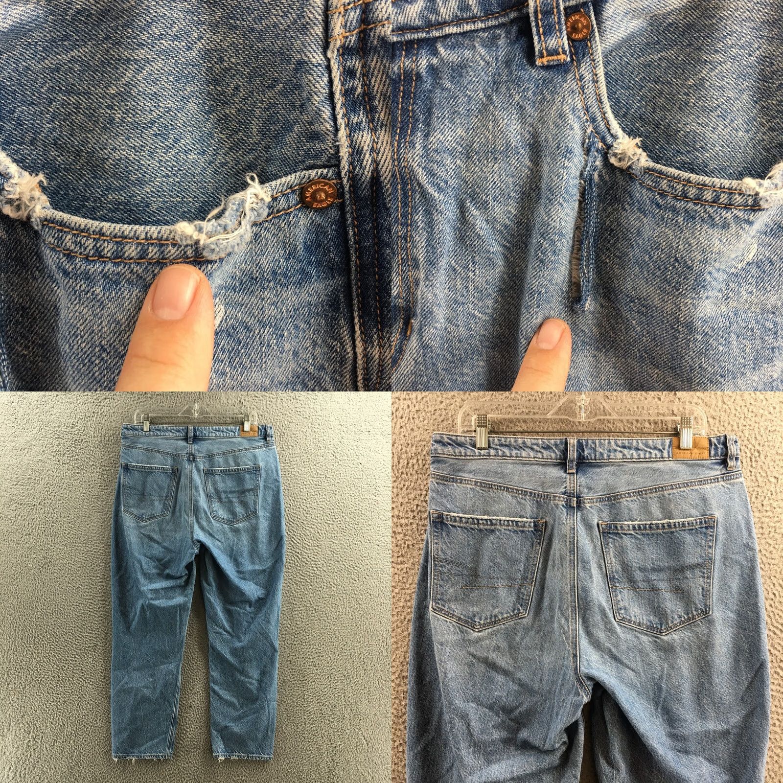 American Eagle Outfitters American Eagle Denim Jeans Women 14 Blue Hi Rise Zip Fly Button Front Pockets - Excellent Condition Size 36" / US 14 / IT 50 - 9 Thumbnail