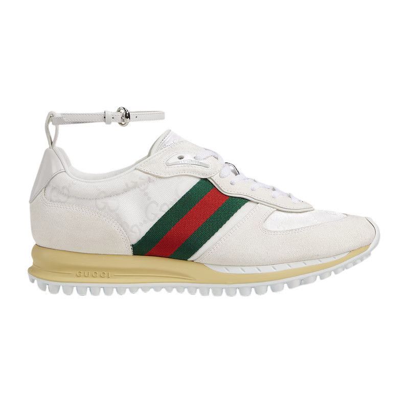 GUCCI Re-Motion Women's White GG Nylon Sneakers New & Authen