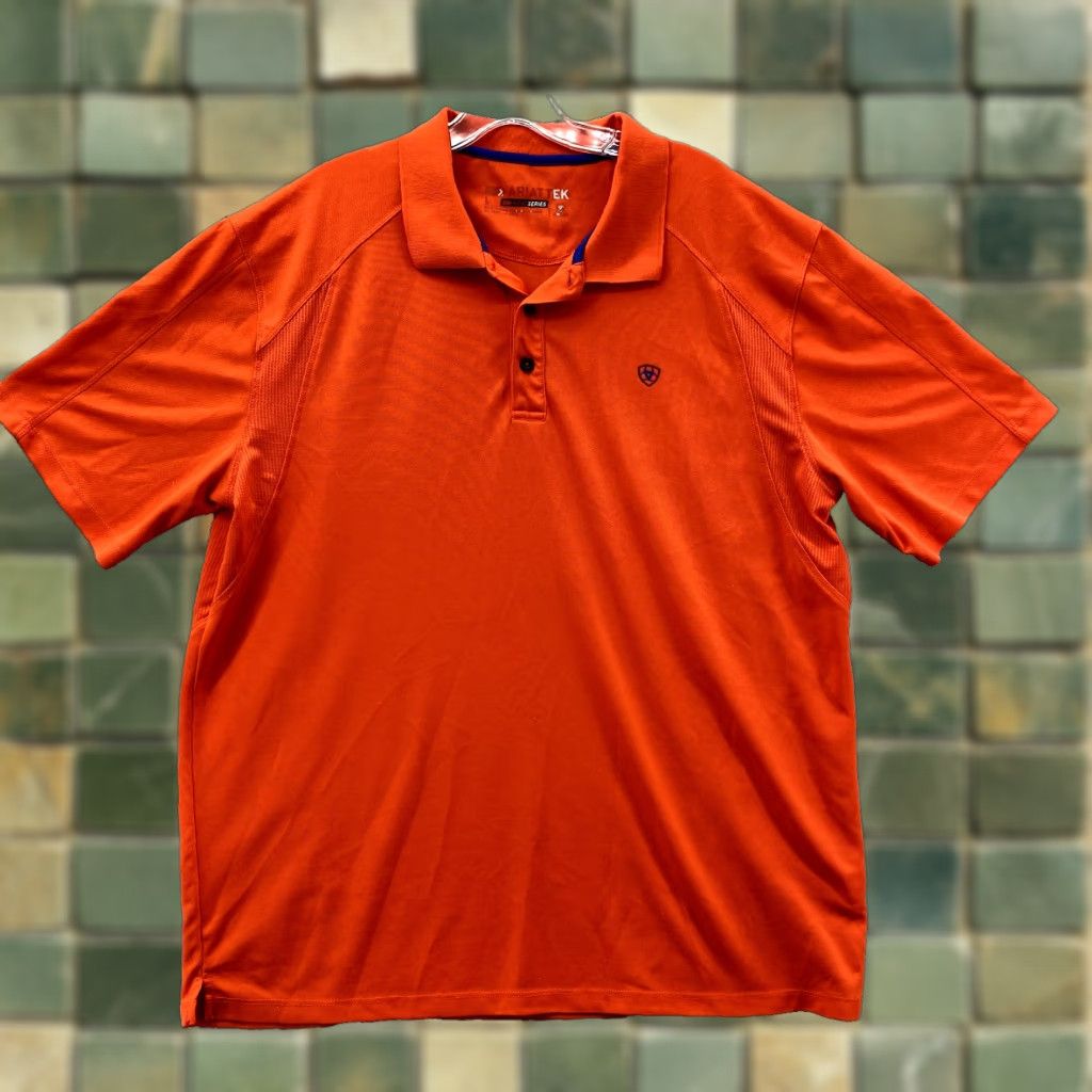 Ariat Ariat Tek Heat Series Polo Shirt Men's Large Orange Performance Workwear Cowboy Polo Shirt Orange Ariat Nike? Size US L / EU 52-54 / 3 - 1 Thumbnail