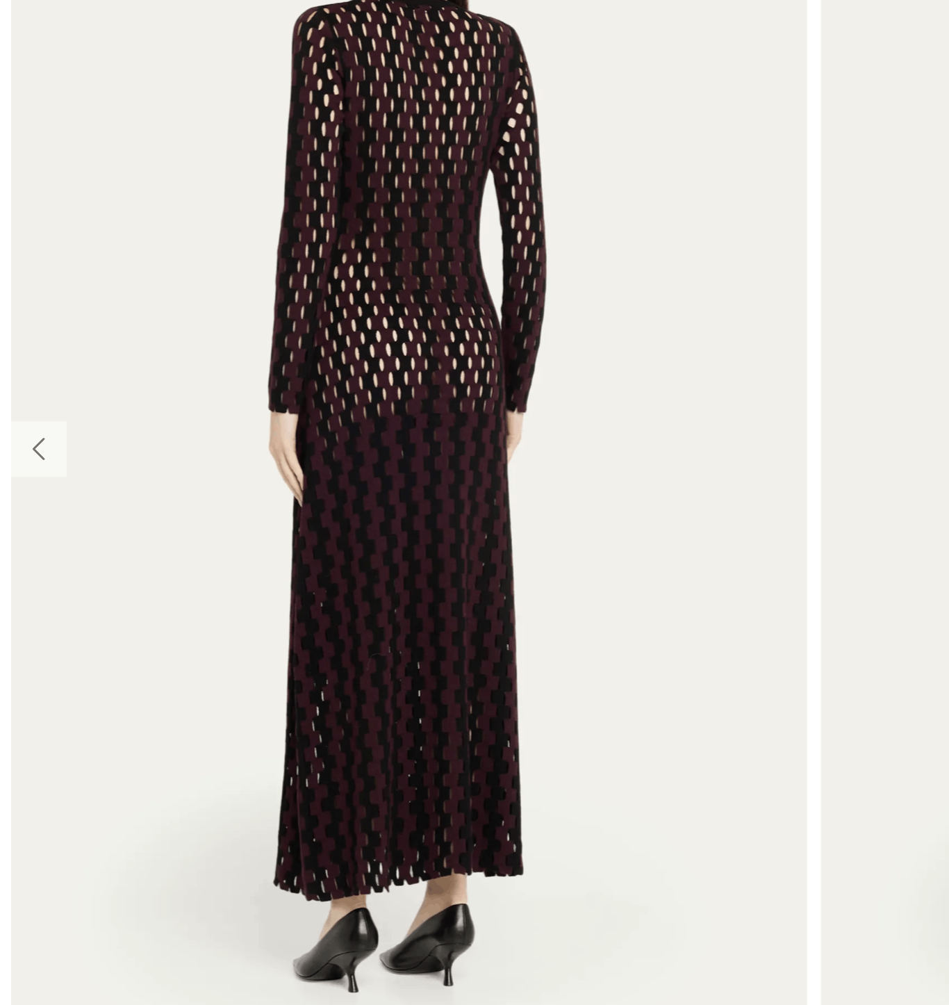 Zankov Natalie Two-Tone Open-Knit Long Sleeve Maxi Dress