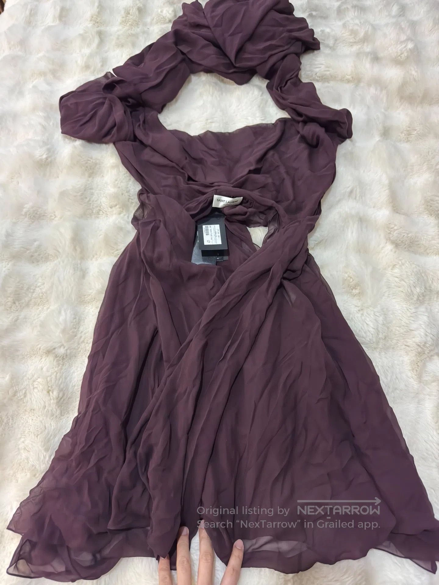 Saint Laurent Paris Saint Laurent Paris Silk Scarf Cascading Pleated Top| Size L / US 10 / IT 46 - 4 Thumbnail
