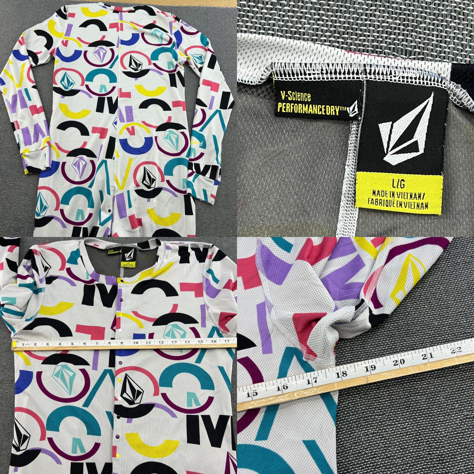 Volcom Volcom One-Piece Jumpsuit Geometric Multicolor L Regular Unisex Adults Long Sleeve Polyester V-Science Performance Dry Size 36" / US 14 / IT 50 - 8 Thumbnail