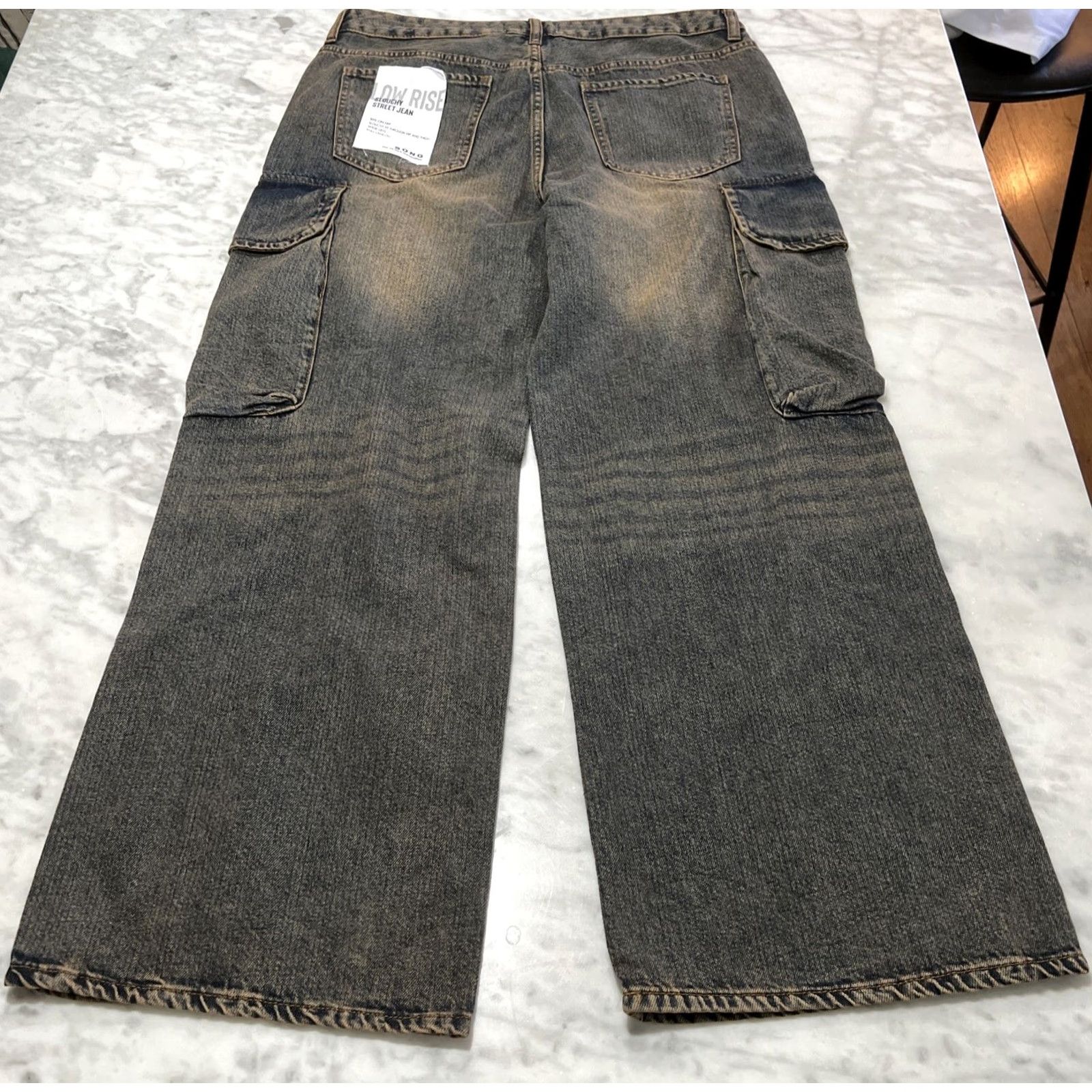 Vintage SONG Low Rise Slouchy Street Jeans Women’s 13/31 Cargo Wide Leg Faded Skate Blue NWT Size 34" / US 12 / IT 48 - 4 Thumbnail