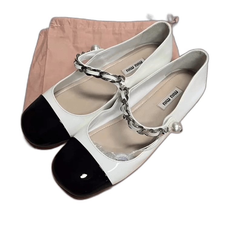 Miu Miu Miu Miu Black and White Leather Casual Shoes Size US 6.5 / EU 39-40 - 1 Thumbnail