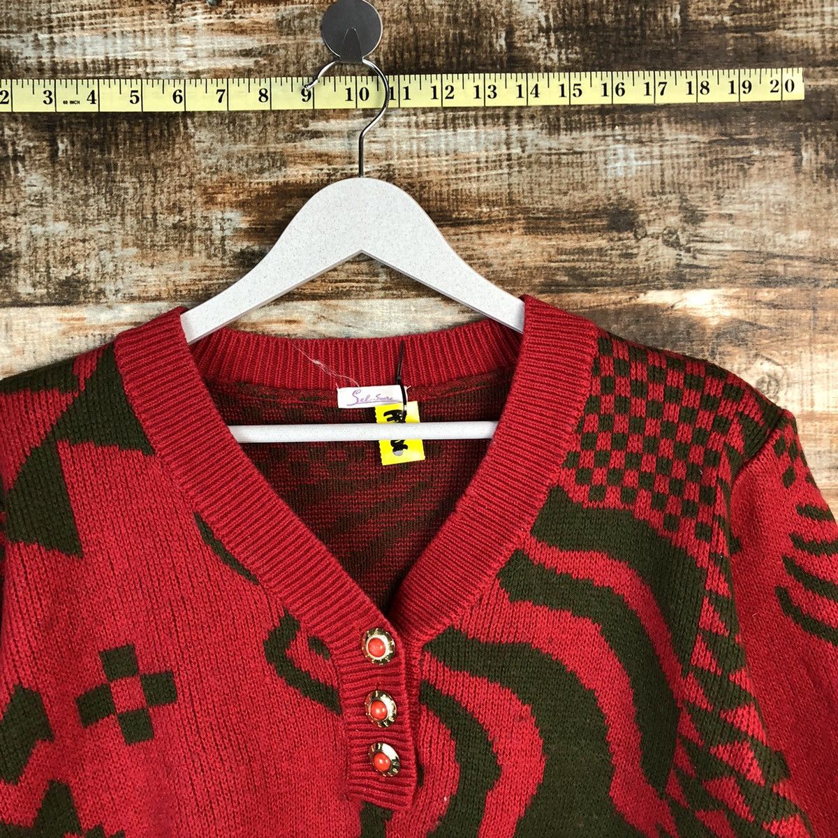 Homespun Knitwear × Japanese Brand × Vintage Self Suece Red vintage Knitwear #A1706 Size S / US 4 / IT 40 - 4 Thumbnail