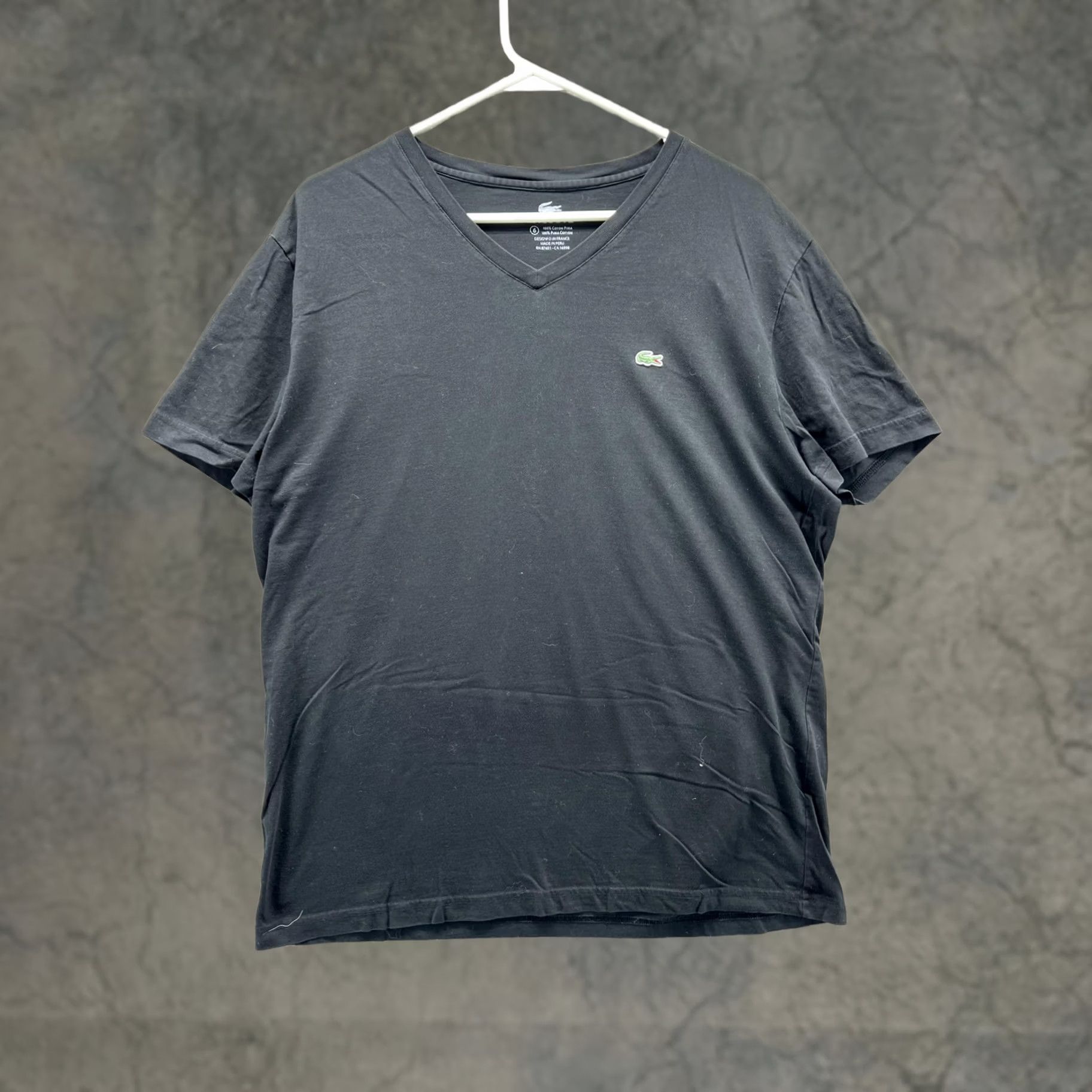 Lacoste Lacoste Shirt Mens XL Black Pima Cotton Logo V-Neck Tagless Tee T-Shirt 6 Size US XL / EU 56 / 4 - 1 Thumbnail