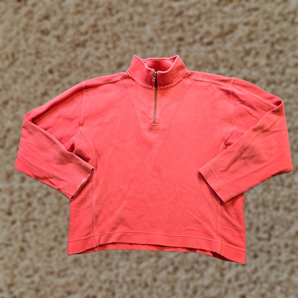 Tommy Bahama VINTAGE Tommy Bahama Sweater Shirt Womens Large Orange 1/4 Zip Long Sleeve Size L / US 10 / IT 46 - 1 Thumbnail