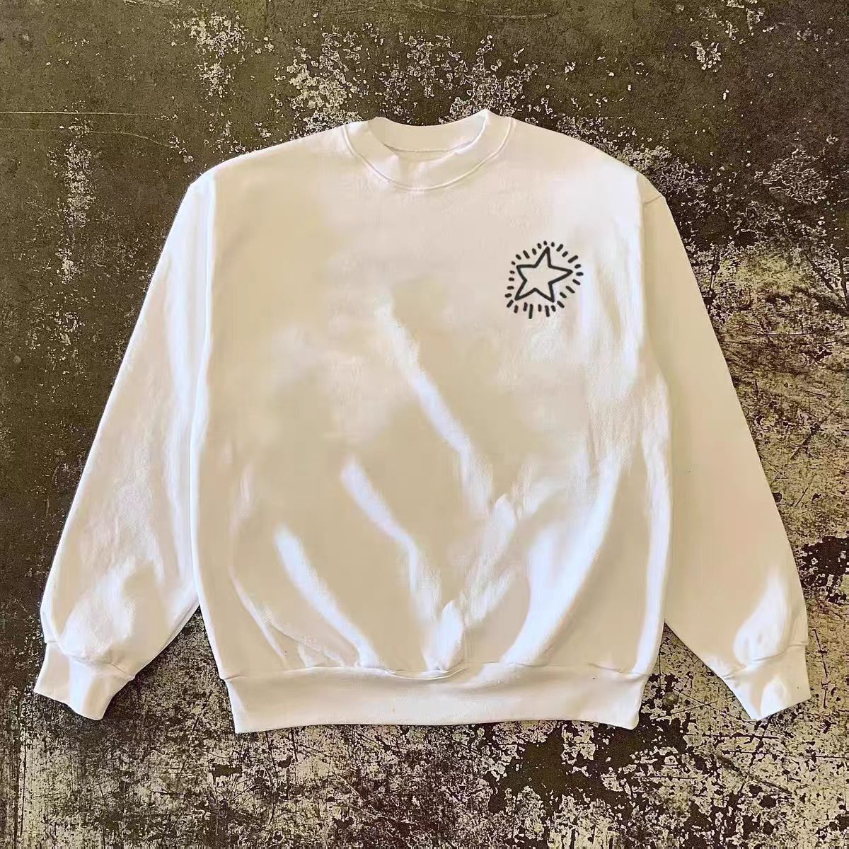 Vintage White retro star print sweatshirt Size US M / EU 48-50 / 2 - 2 Thumbnail