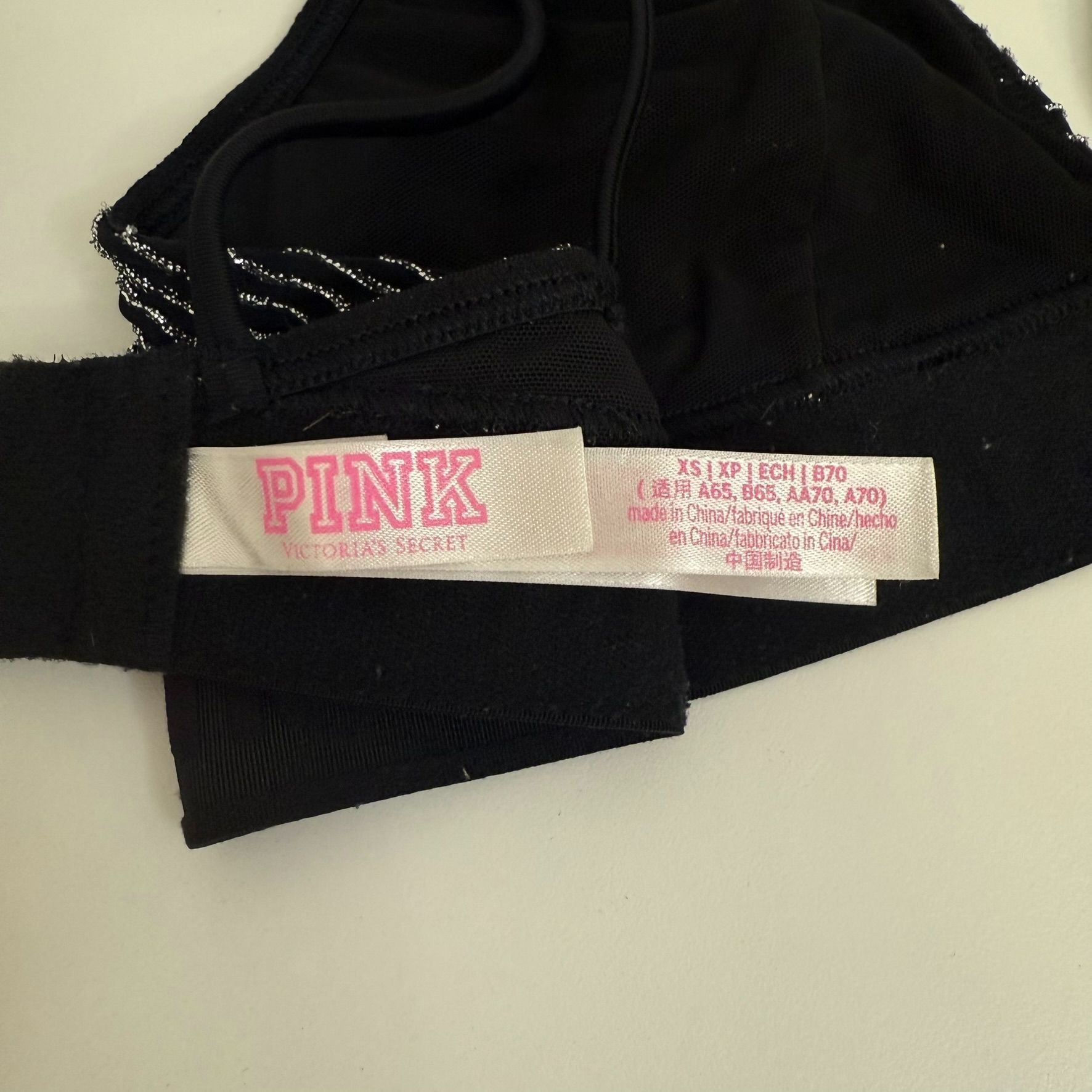 Pink Pink Victorias Secret Black & Silver Strappy Unlined Bralett Size ONE SIZE - 4 Thumbnail