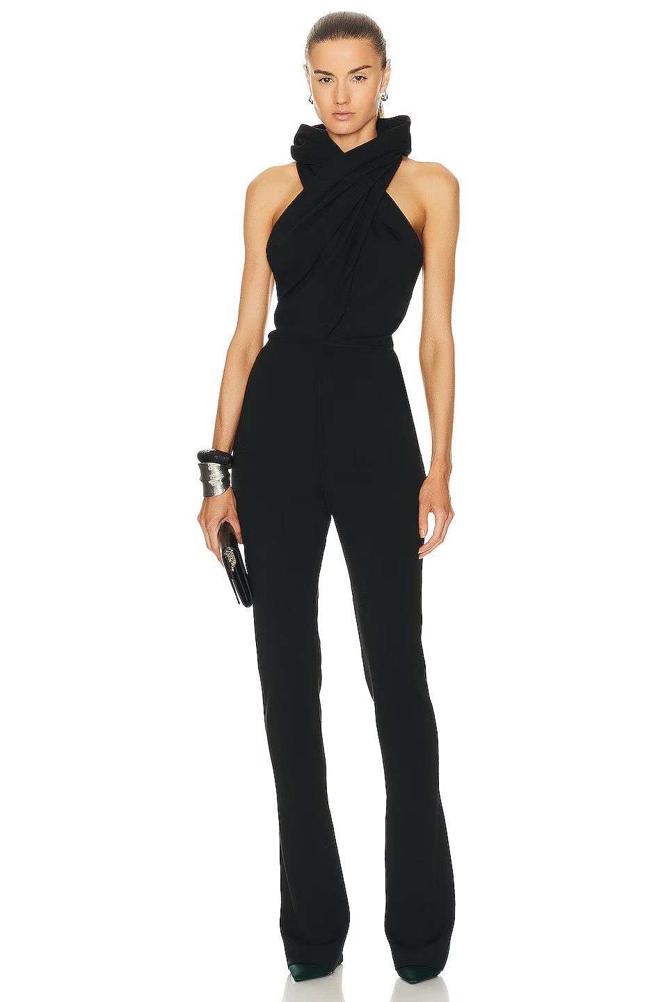 Saint Laurent Paris o1s1wg111024 Combinaison Dos Nu Capuche Hooded Jumpsuit Noir Size 26" / US 2 / IT 38 - 3 Thumbnail