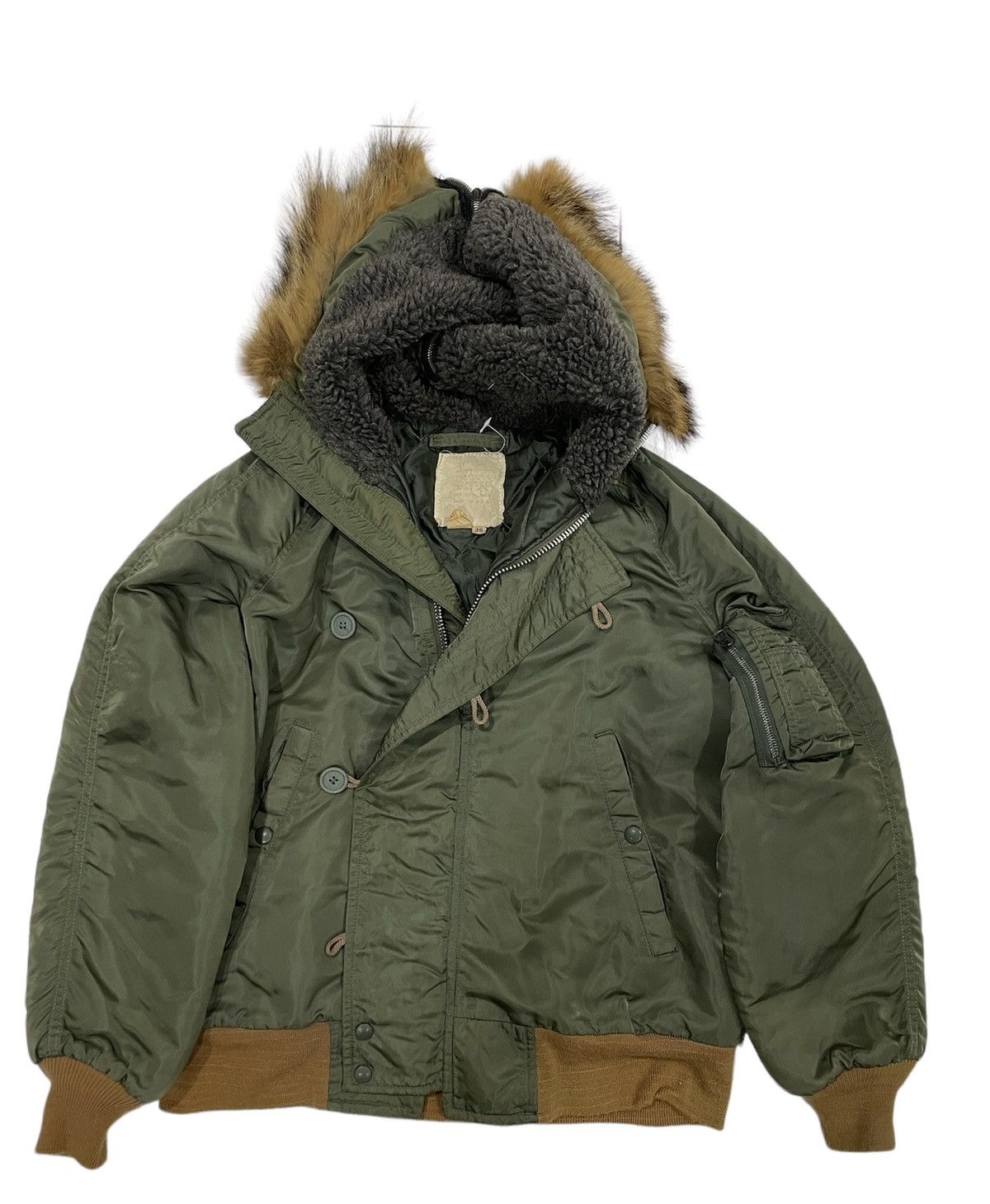 Image of Alpha Industries x I Spiewak And Sons I. Spiewak & Sons Flight Jacket Fur Hoodies Olive Green Army 