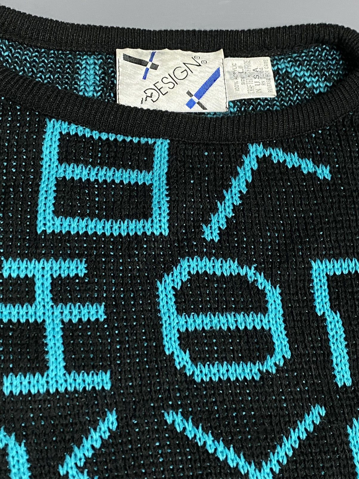 Other Vintage IN DESIGN Abstract Alphabet Acrylic Sweater USA Sz L Size US L / EU 52-54 / 3 - 6 Thumbnail